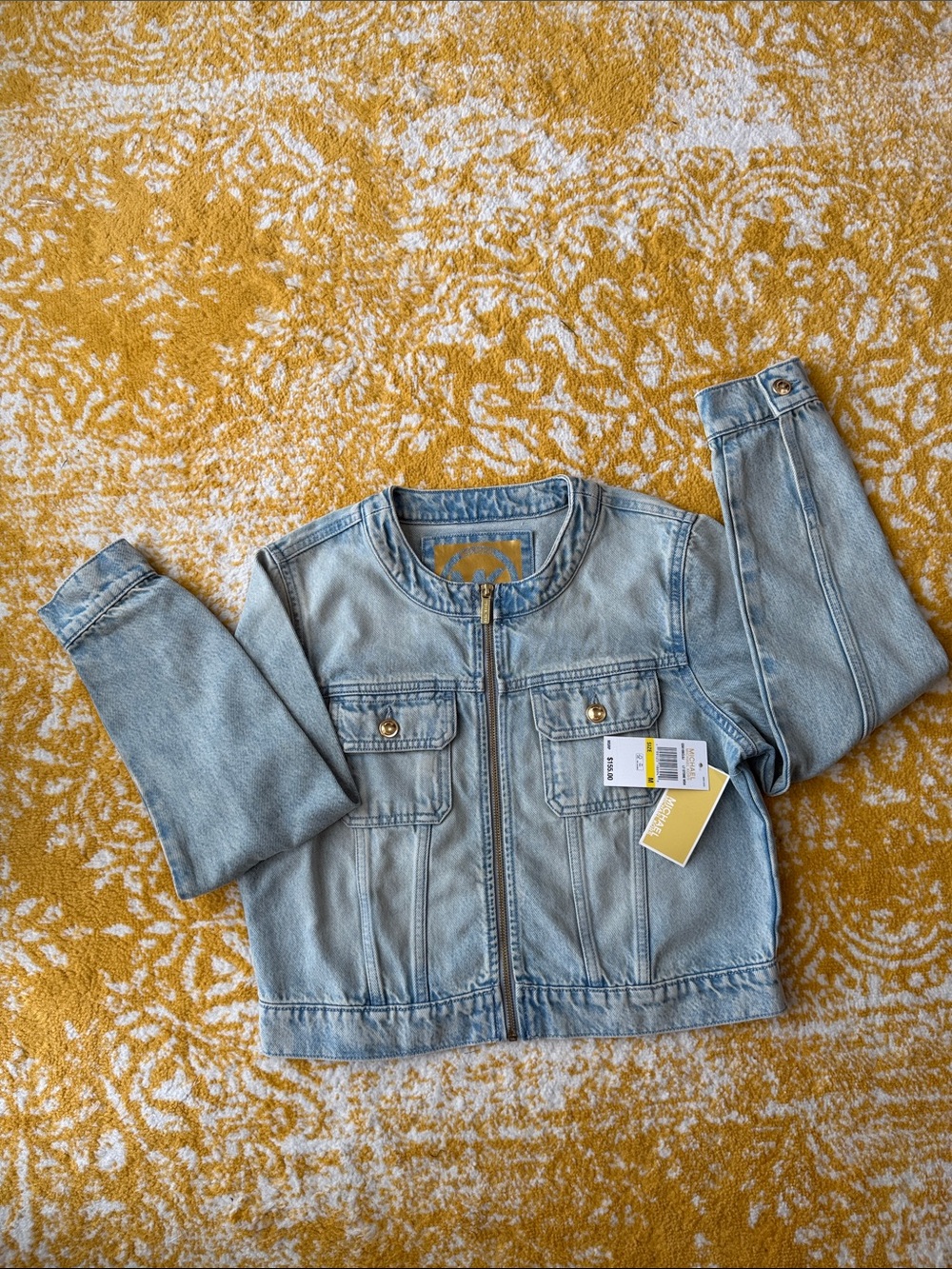 Michael Kors Light Blue Denim Zip-Front Jacket